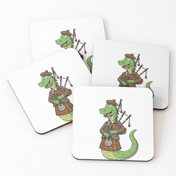 Item preview, Funny Loch Ness Monster Bagpiper Cartoon Scottish Nessie Character designed and sold by Ar0undTheW0rld.
