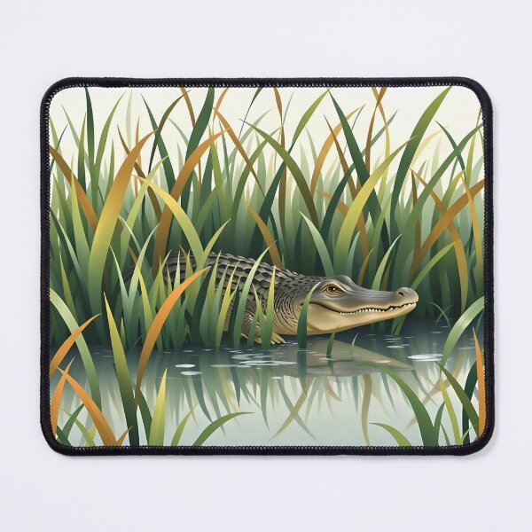 Item preview, Alligator in the Reeds – Lake River Wildlife Illustration designed and sold by EmeraldeaArt.