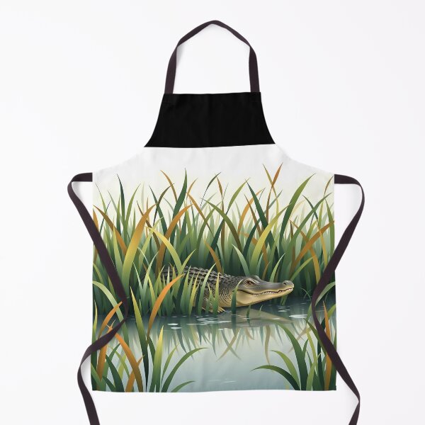 Item preview, Alligator in the Reeds – Lake River Wildlife Illustration designed and sold by EmeraldeaArt.