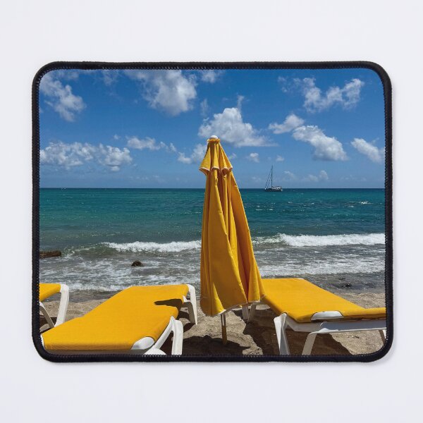 Item preview, Sunshine Relaxation - Yellow Loungers by the Caribbean Sea designed and sold by Cruisebysunny.