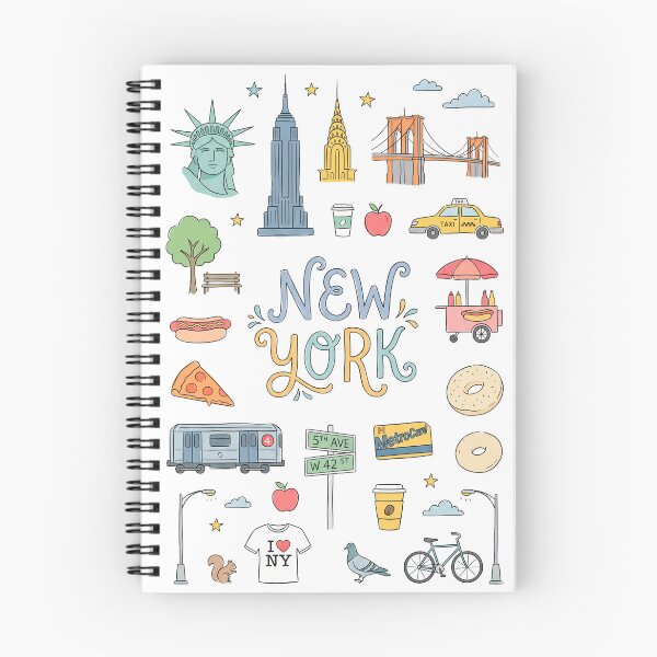 Item preview, New York Design, New York City Icons, NYC Landmarks, I Love Ny Shirt Design, Big Apple Doodle designed and sold by maricielomv.