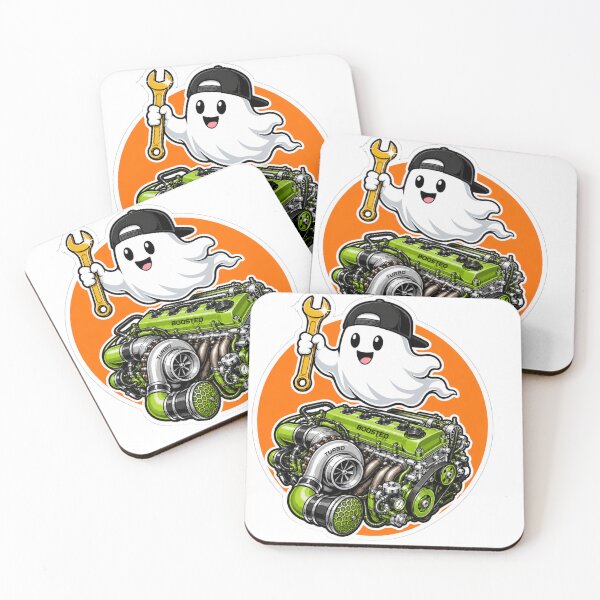 Item preview, Boosted Ghost Mechanic - Turbo Engine JDM Halloween designed and sold by  Bold Border Studio..