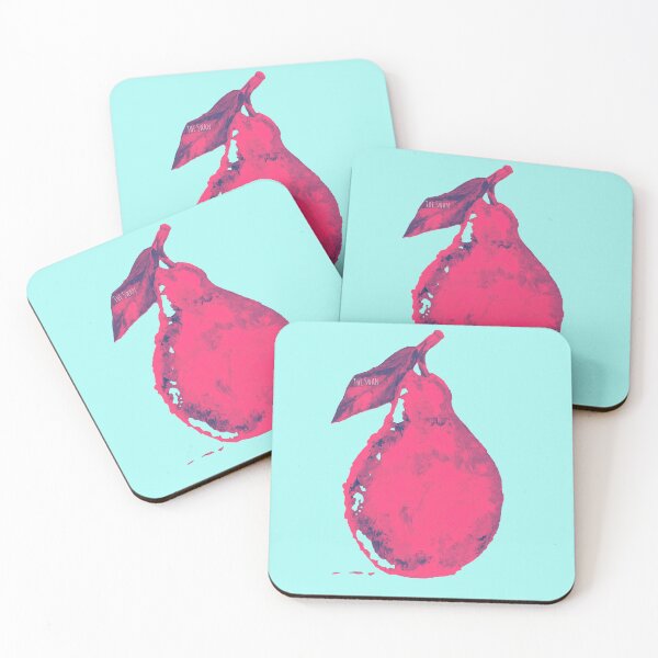 Item preview, PINK FUCHSIA PEAR | Sky Blue Pop Art Oil Painting | Pastel Summer Aesthetic designed and sold by BlueberrySwan.