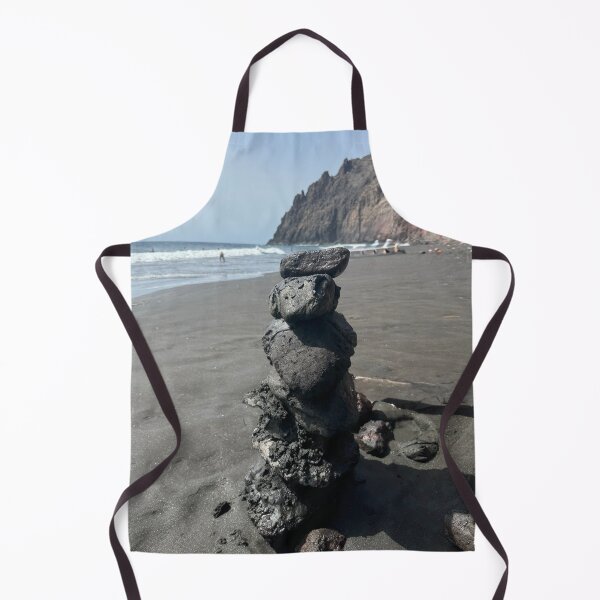 Item preview, Volcanic Zen - Stone Balance on Black Sand Beach designed and sold by Cruisebysunny.