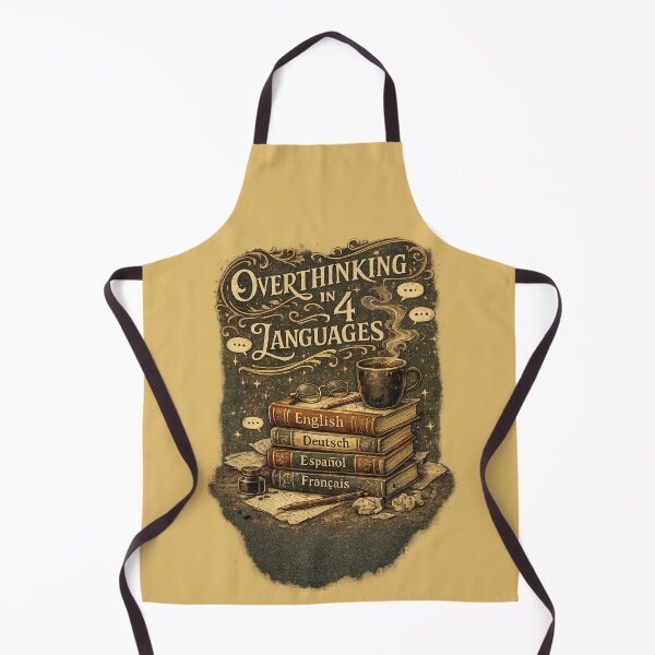 Item preview, Overthinking in 4 Languages | Cozy Bookish Artwork designed and sold by VibeFlowStudio.