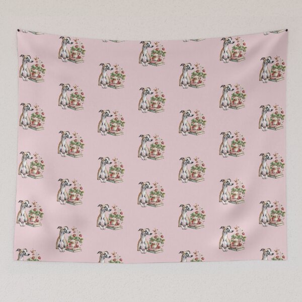 Item preview, Cute Whippet Greyhound with Books Coffee and Strawberries designed and sold by tamdevo1.