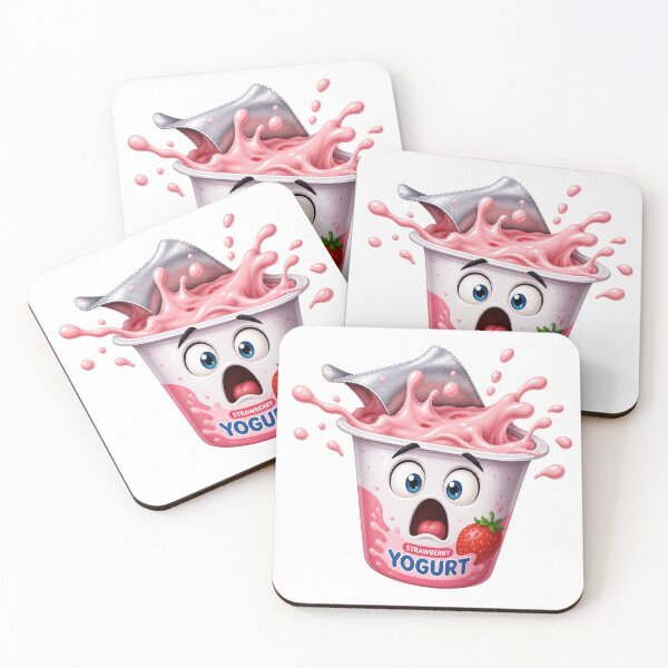 Item preview, Panicked Strawberry Yogurt Cup Splash Cartoon Character designed and sold by jgvisualarts.