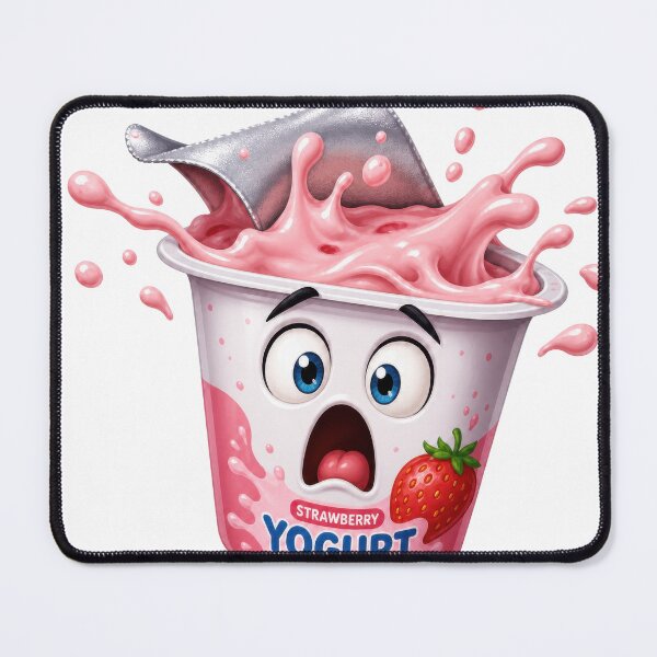 Item preview, Panicked Strawberry Yogurt Cup Splash Cartoon Character designed and sold by jgvisualarts.