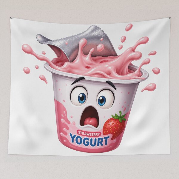 Item preview, Panicked Strawberry Yogurt Cup Splash Cartoon Character designed and sold by jgvisualarts.