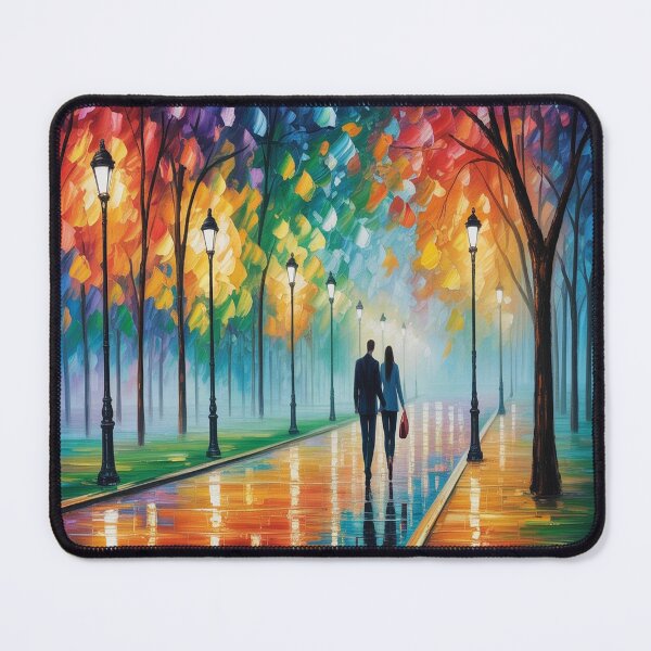 Item preview, Romantic Evening Park Walk - Reflective Pavement & Vintage Street Lamps designed and sold by M&M Lifestyle Hub.
