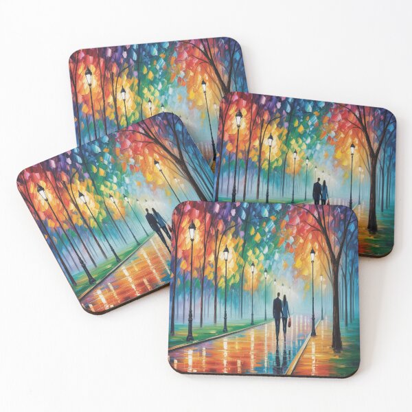 Item preview, Romantic Evening Park Walk - Reflective Pavement & Vintage Street Lamps designed and sold by M&M Lifestyle Hub.
