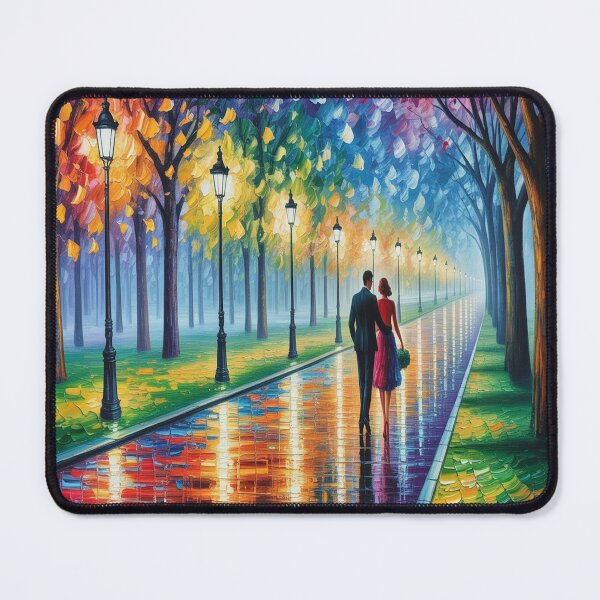 Item preview, Romantic Evening Park Walk - Reflective Pavement & Vintage Street Lamps designed and sold by M&M Lifestyle Hub.