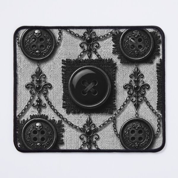 Item preview, The Noir Haberdashery - Monochrome Linen & Jet Black Button Damask designed and sold by cabuks.