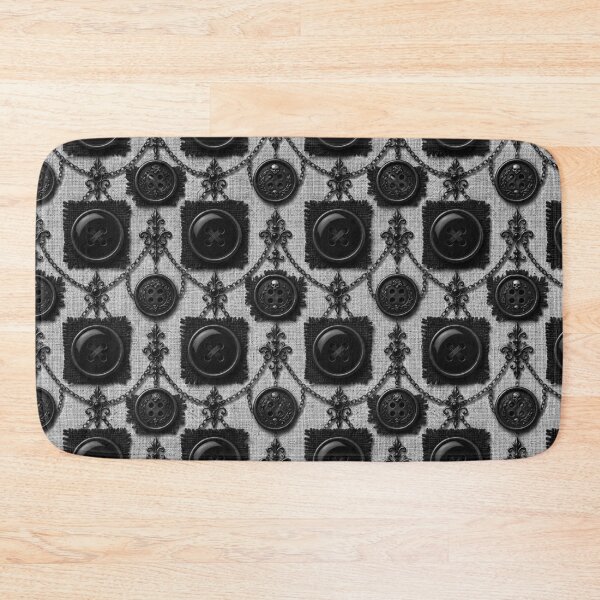 Item preview, The Noir Haberdashery - Monochrome Linen & Jet Black Button Damask designed and sold by cabuks.