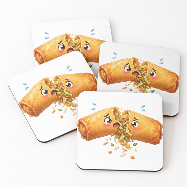 Item preview, Sad Split Spring Roll Cartoon Character with Spilling Filling designed and sold by jgvisualarts.