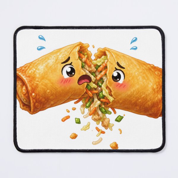 Item preview, Sad Split Spring Roll Cartoon Character with Spilling Filling designed and sold by jgvisualarts.
