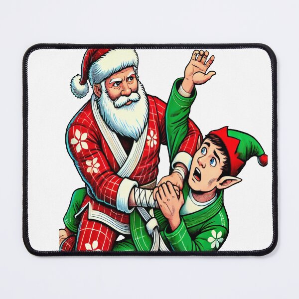 Item preview, Santa vs Elf Funny BJJ Christmas Submission Art designed and sold by RariTeesShop.