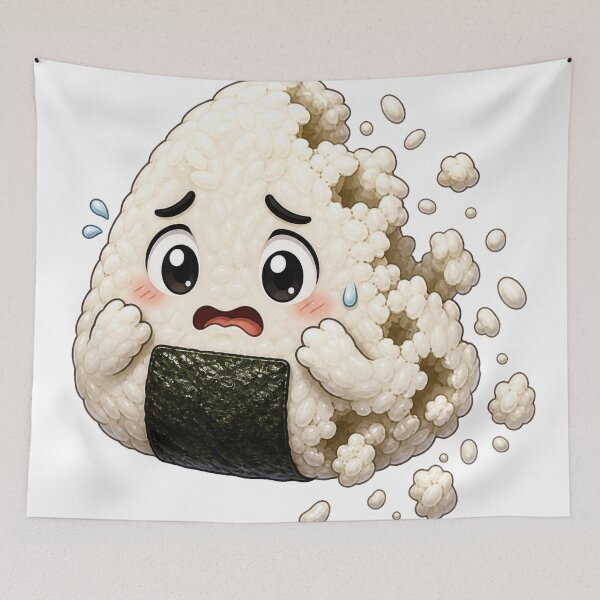 Item preview, Crumbling Onigiri Rice Ball Cartoon Character in Panic designed and sold by jgvisualarts.