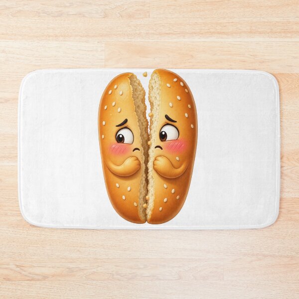 Item preview, Sad Split Sesame Bagel Cartoon Character Illustration designed and sold by jgvisualarts.