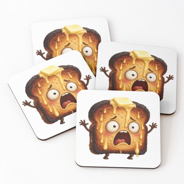 Item preview, Terrified Burnt Toast Cartoon Character Melting with Butter designed and sold by jgvisualarts.
