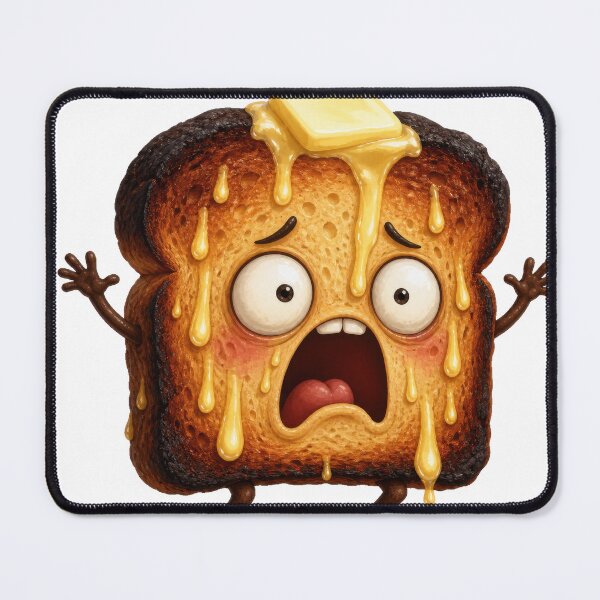 Item preview, Terrified Burnt Toast Cartoon Character Melting with Butter designed and sold by jgvisualarts.