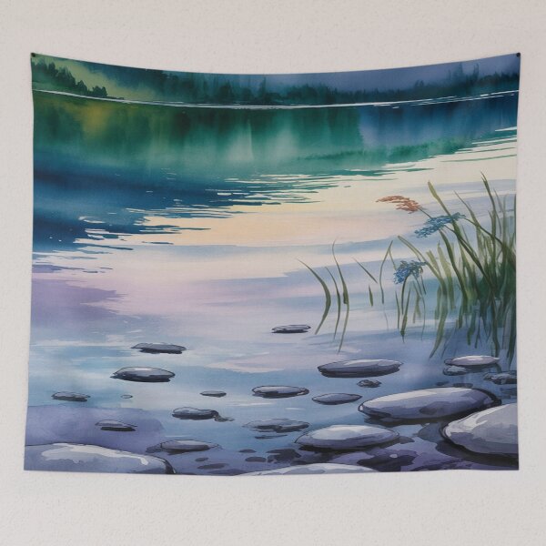 Item preview, Abstract Watercolour Landscape - Blended Blues & Greens - Impressionistic Strokes designed and sold by M&M Lifestyle Hub.