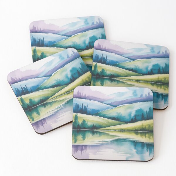 Item preview, Abstract Watercolour Landscape - Blended Blues & Greens - Impressionistic Strokes designed and sold by M&M Lifestyle Hub.