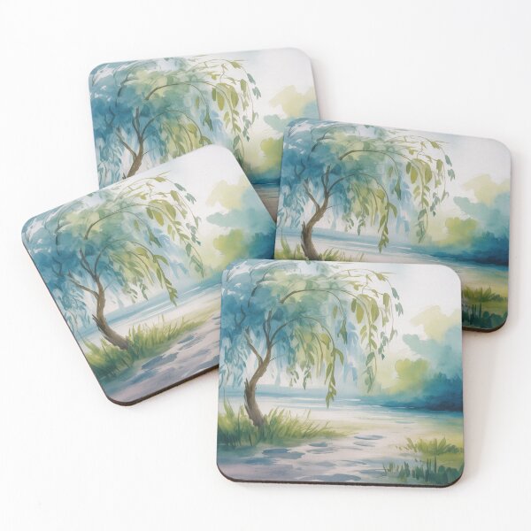 Item preview, Abstract Watercolour Landscape - Blended Blues & Greens - Impressionistic Strokes designed and sold by M&M Lifestyle Hub.