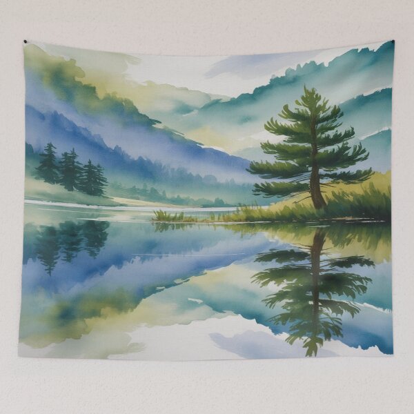 Item preview, Abstract Watercolour Landscape - Blended Blues & Greens - Impressionistic Strokes designed and sold by M&M Lifestyle Hub.