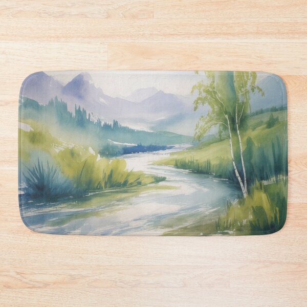 Item preview, Abstract Watercolour Landscape - Blended Blues & Greens - Impressionistic Strokes designed and sold by M&M Lifestyle Hub.