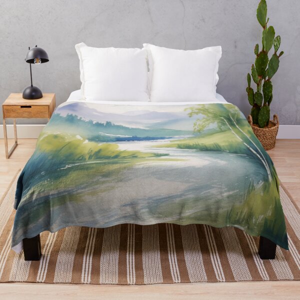 Item preview, Abstract Watercolour Landscape - Blended Blues & Greens - Impressionistic Strokes designed and sold by M&M Lifestyle Hub.