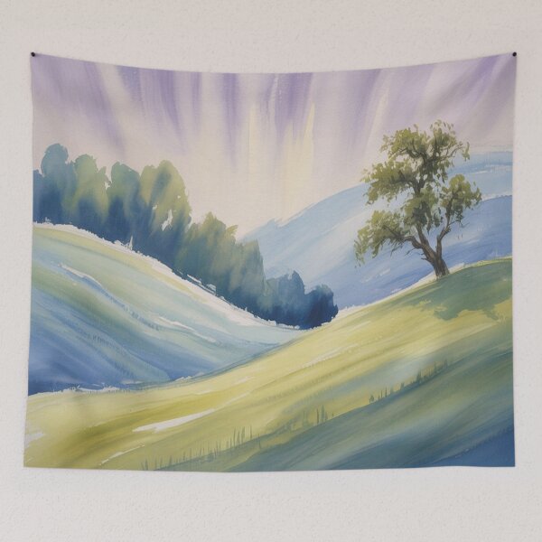Item preview, Abstract Watercolour Landscape - Blended Blues & Greens - Impressionistic Strokes designed and sold by M&M Lifestyle Hub.