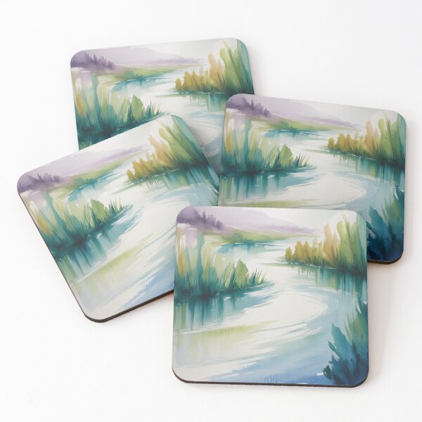 Item preview, Abstract Watercolour Landscape - Blended Blues & Greens - Impressionistic Strokes designed and sold by M&M Lifestyle Hub.