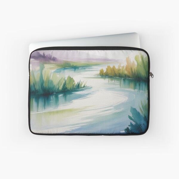 Item preview, Abstract Watercolour Landscape - Blended Blues & Greens - Impressionistic Strokes designed and sold by M&M Lifestyle Hub.
