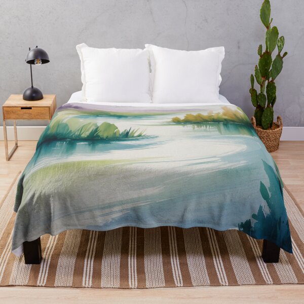 Item preview, Abstract Watercolour Landscape - Blended Blues & Greens - Impressionistic Strokes designed and sold by M&M Lifestyle Hub.
