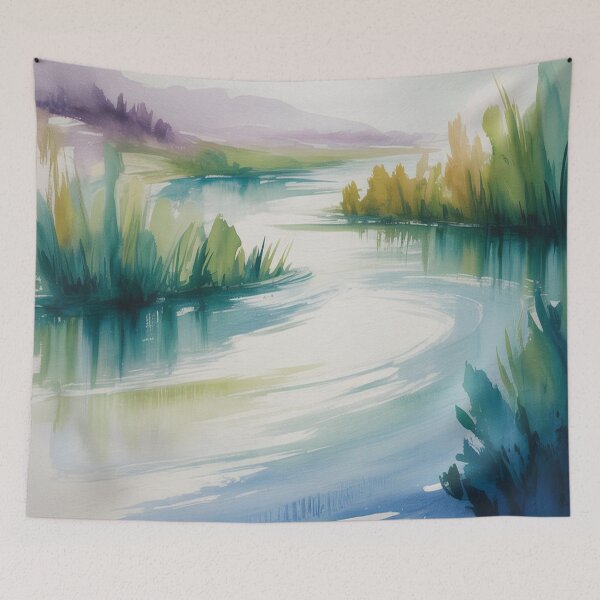 Item preview, Abstract Watercolour Landscape - Blended Blues & Greens - Impressionistic Strokes designed and sold by M&M Lifestyle Hub.