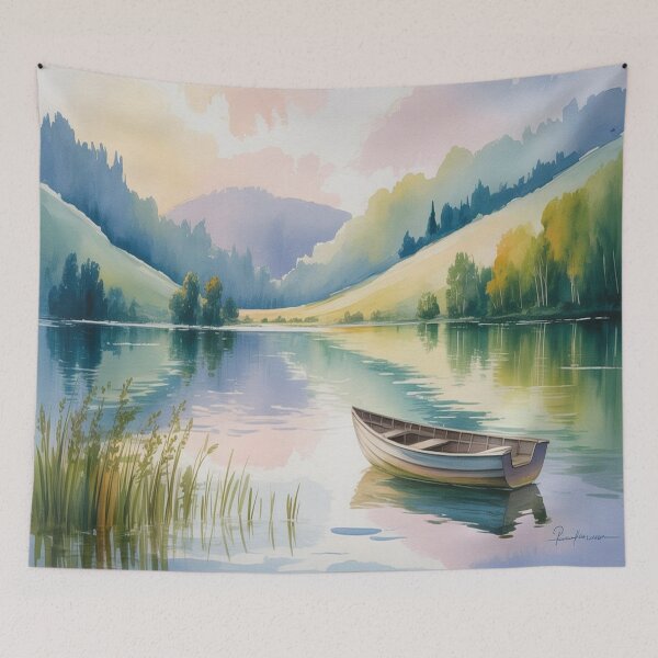 Item preview, Abstract Watercolour Landscape - Blended Blues & Greens - Impressionistic Strokes designed and sold by M&M Lifestyle Hub.