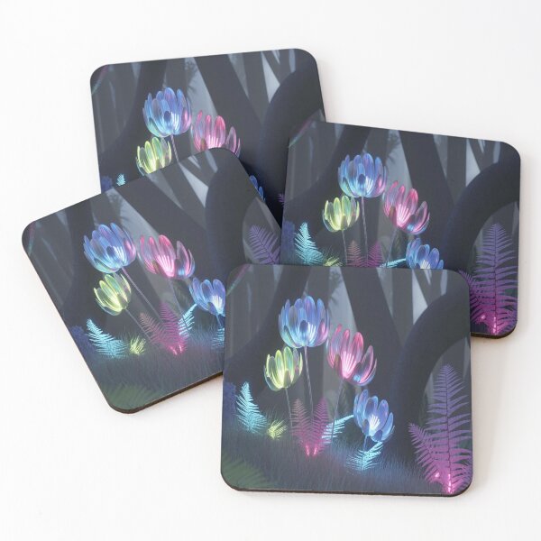 Item preview, Futuristic Rainforest - Neon Vines & Holographic Animals - Cyberpunk Aesthetic - Dark Teal & Pink Lighting designed and sold by M&M Lifestyle Hub.