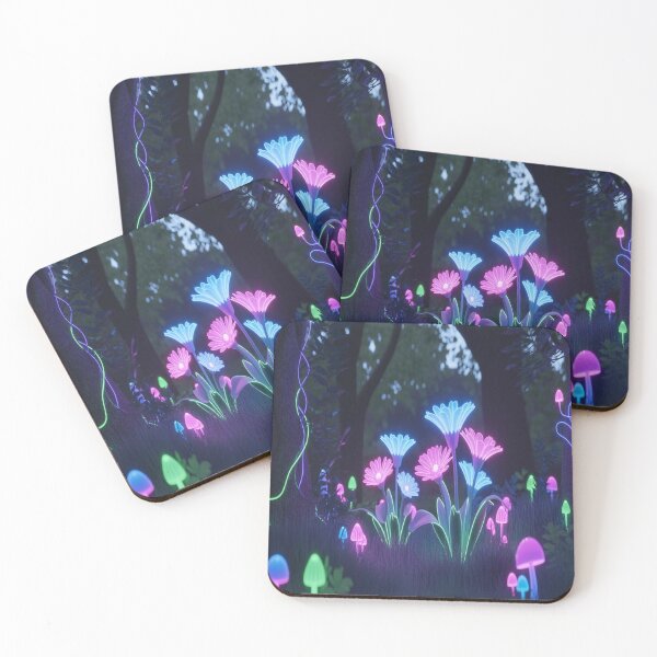 Item preview, Futuristic Rainforest - Neon Vines & Holographic Animals - Cyberpunk Aesthetic - Dark Teal & Pink Lighting designed and sold by M&M Lifestyle Hub.