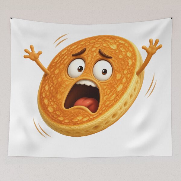 Item preview, Terrified Pancake Cartoon Character with Screaming Expression designed and sold by jgvisualarts.