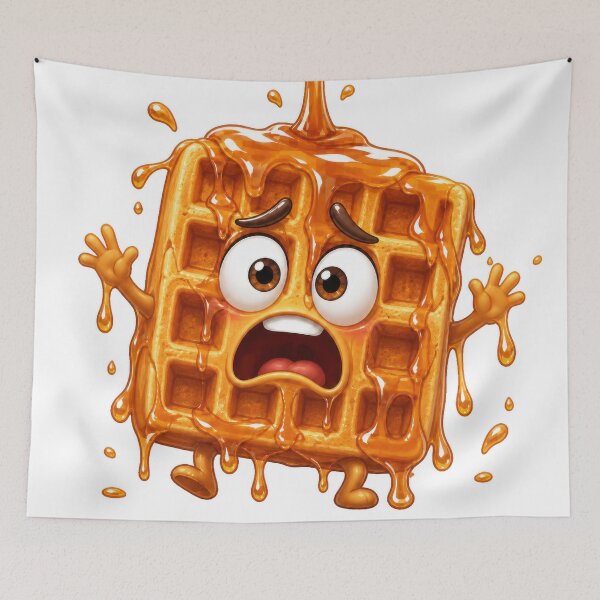 Item preview, Terrified Waffle Cartoon Character Drenched in Syrup designed and sold by jgvisualarts.