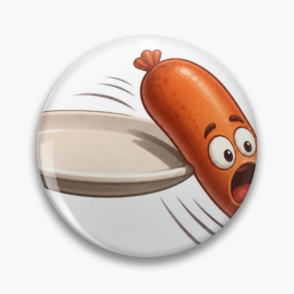 Item preview, Panicked Cartoon Sausage Jumping Off Plate Illustration designed and sold by jgvisualarts.