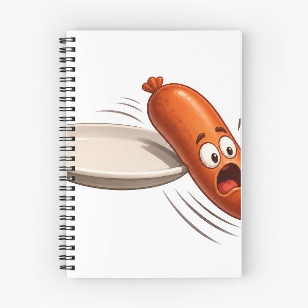 Item preview, Panicked Cartoon Sausage Jumping Off Plate Illustration designed and sold by jgvisualarts.