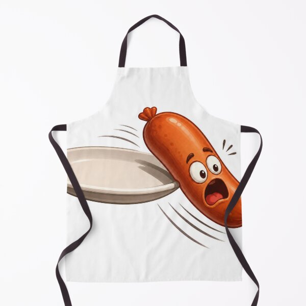 Item preview, Panicked Cartoon Sausage Jumping Off Plate Illustration designed and sold by jgvisualarts.