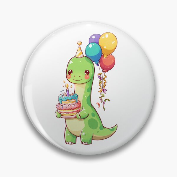 Item preview, Adorable Green Dinosaur Birthday Sticker with Cake and Balloons designed and sold by Tronstell.