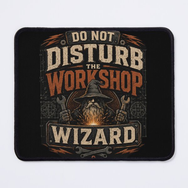 Item preview, Do Not Disturb The Workshop Wizard – Funny Mechanic Magic Vintage Style Design designed and sold by MartBook.