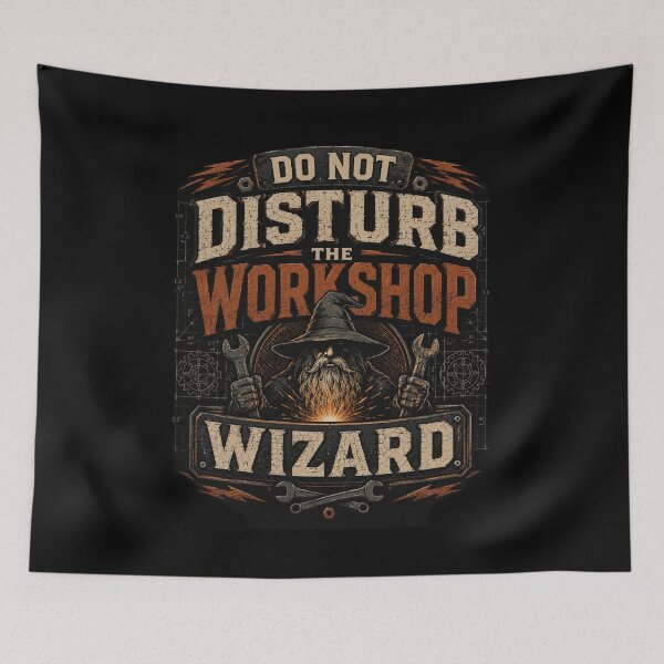 Item preview, Do Not Disturb The Workshop Wizard – Funny Mechanic Magic Vintage Style Design designed and sold by MartBook.
