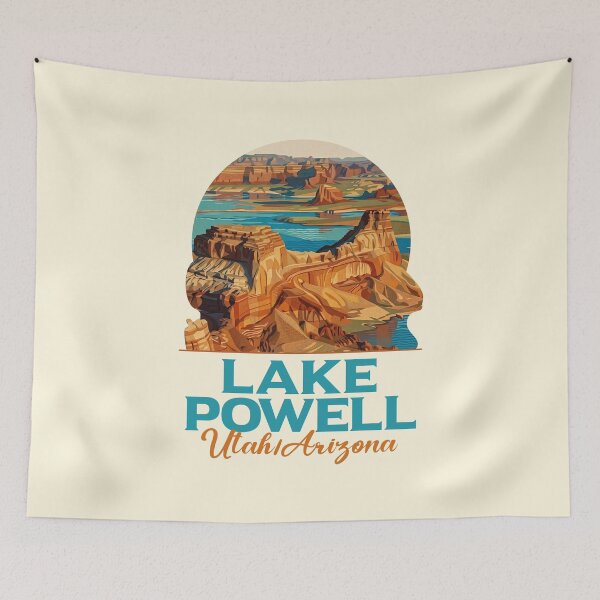 Item preview, Lake Powell Utah Arizona Vintage Travel Poster designed and sold by LinaValearte.