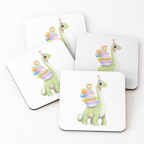 Item preview, Cute Sparkly Green Dinosaur Birthday with Rainbow Layer Cake designed and sold by Tronstell.