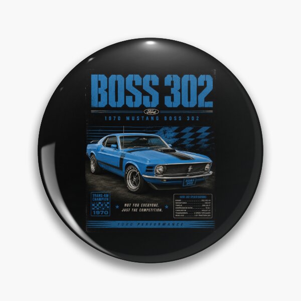 Item preview, 1970 Ford Mustang Boss 302 Grabber Blue Trans-Am Classic Muscle Car Art designed and sold by TheArtOfCar.